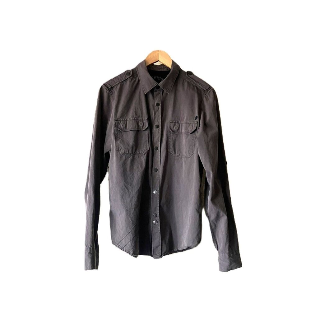 Fox Racing Deluxe Limited Edition Button Shirt Mens M Gray Military Y2K Workwear